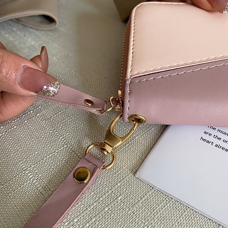 Spring Fashion Single Product Women's Wallet Stitching Contrast Color Small Fresh Women's Wrist Bag Multiple Card Slots Mobile Coin Purse Fashion