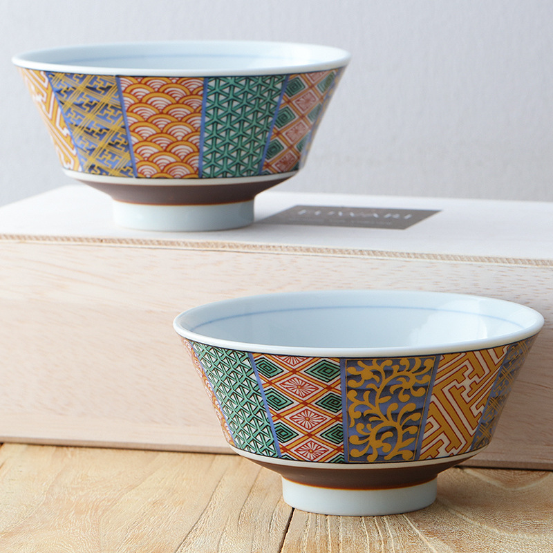 【2支装】日本进口bloom陶瓷碗古伊万里高脚汤面碗饭碗日式甜品碗