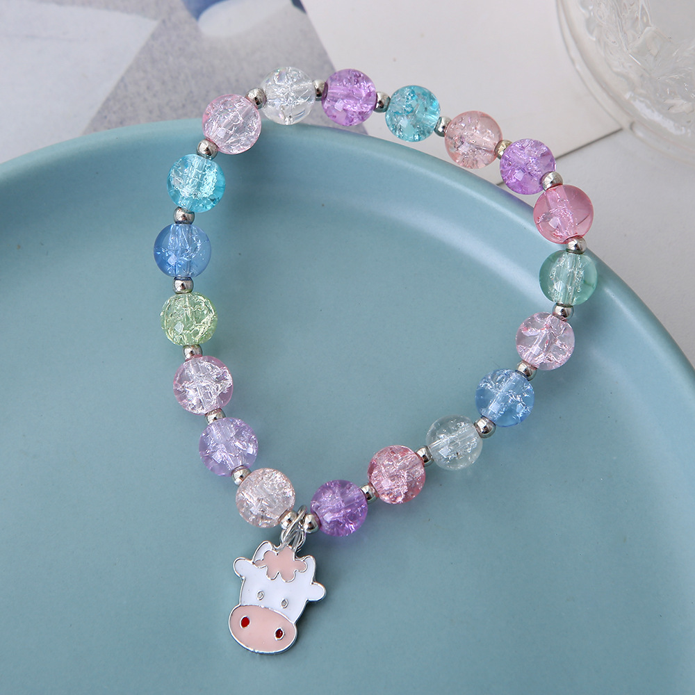 水晶手链女公主玻璃串珠可爱女宝宝手环学生首饰简约手镯卡通饰品