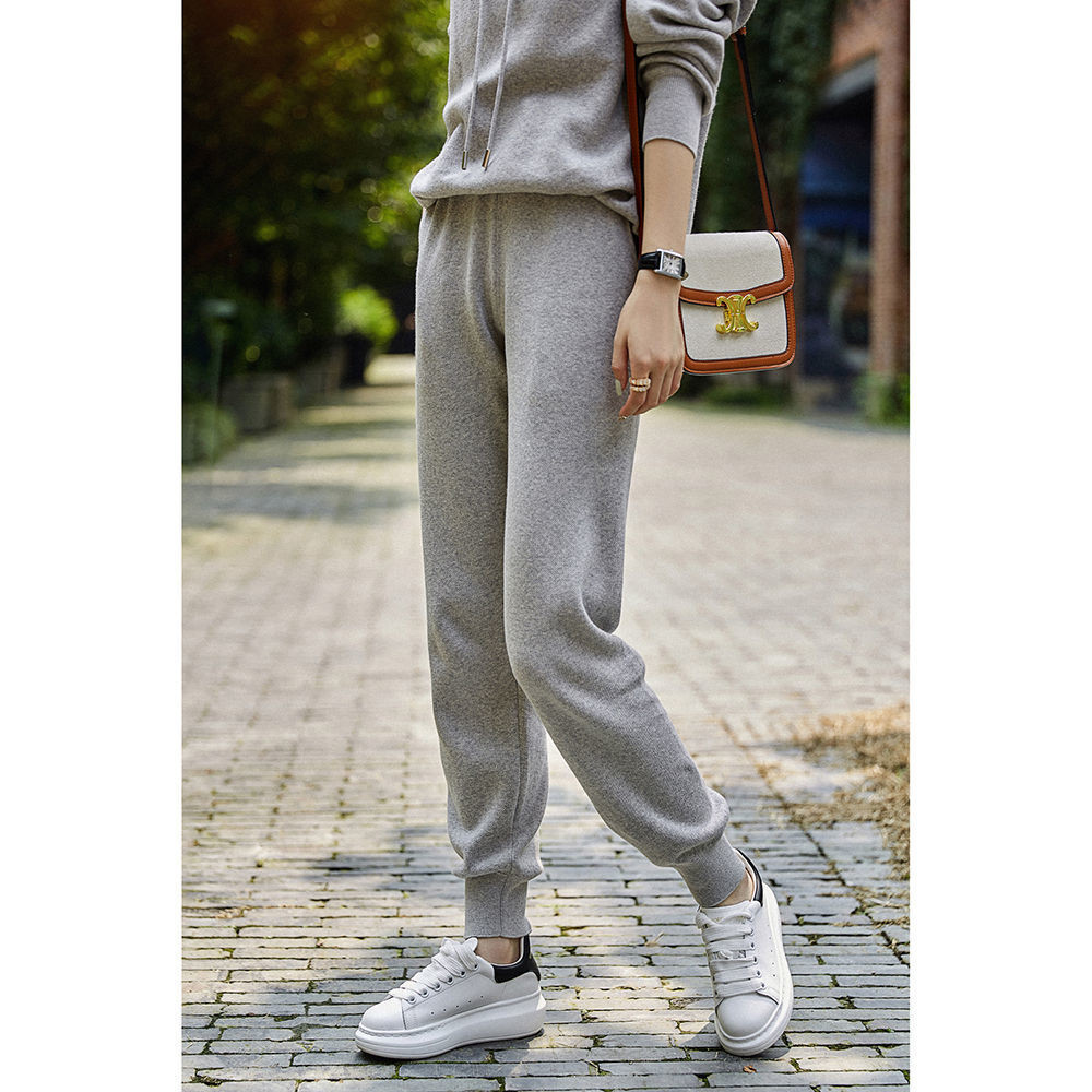 清仓捡漏专柜商场撤回大牌剪标尾单女装灰色连帽卫衣卫裤两件套装