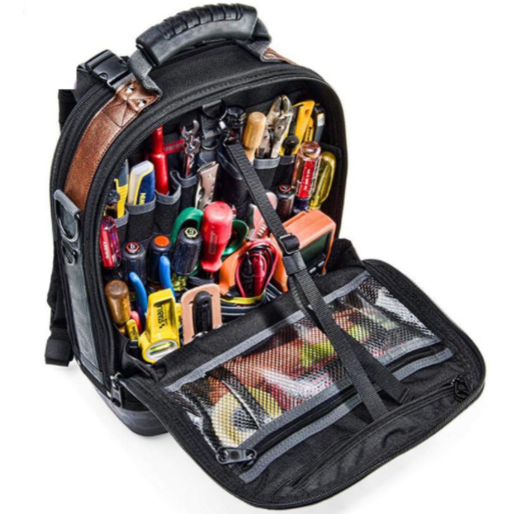 定制户外建筑工具双肩包跨境多功能维修拉链背包加厚大收纳工具包