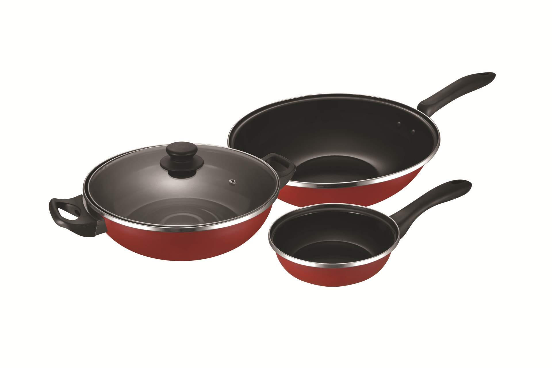 ads/爱仕达锅具三件套pf03d1tg搪瓷锅具套装炒锅煎锅汤锅