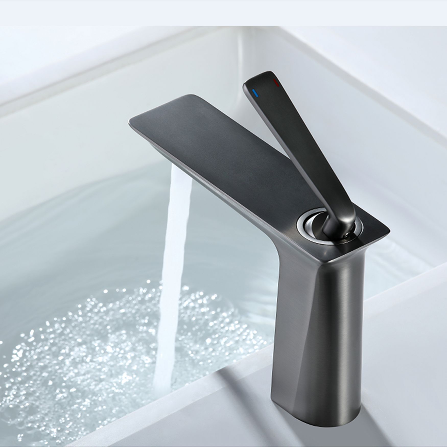 铜面盆水龙头枪灰色陶瓷洁具卫浴台盆冷热时尚