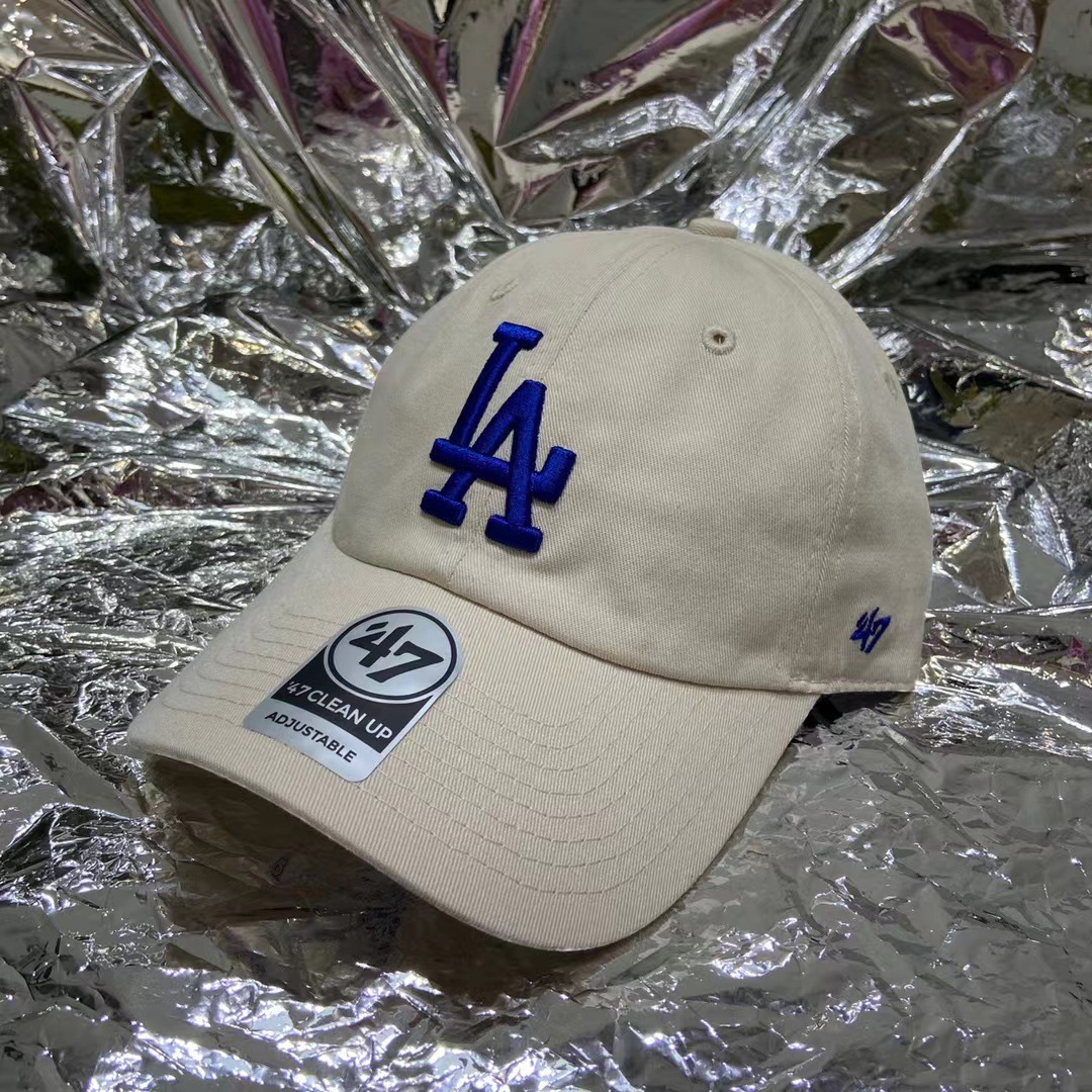 ny棒球帽做旧软顶大标la道奇队弯檐帽47鸭舌帽遮阳情侣ny洋基队