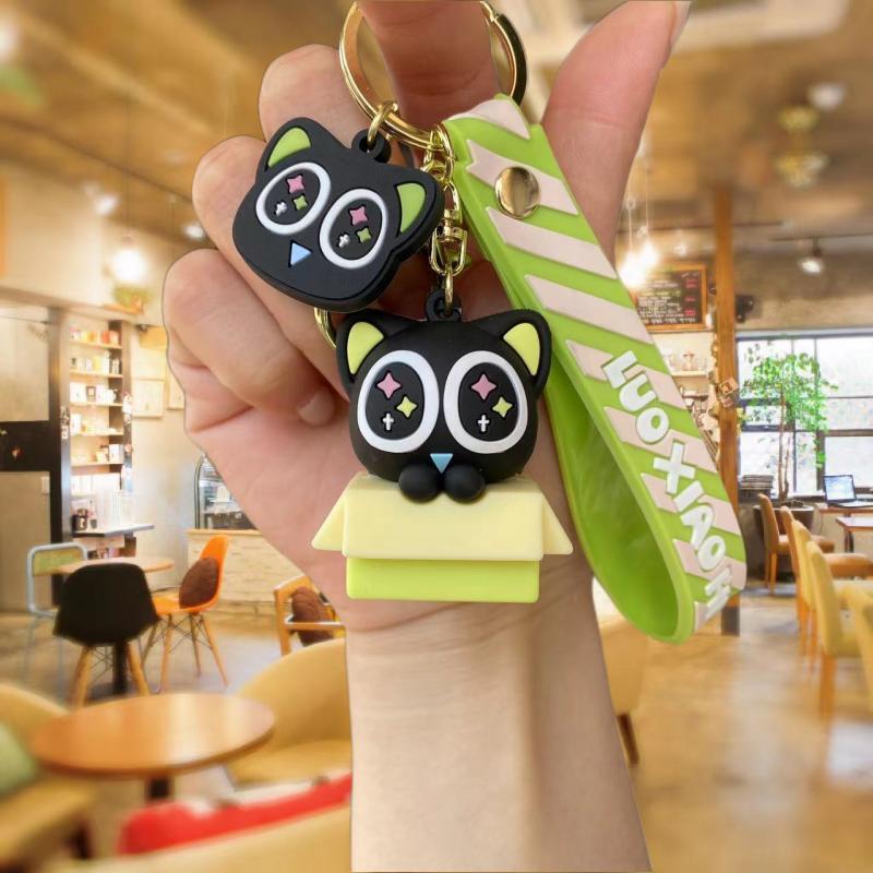 New Cartoon Luo Xiaohei Doll Keychain Accessories Cute Mascot Handbag Pendant Car Key Chain Wholesale