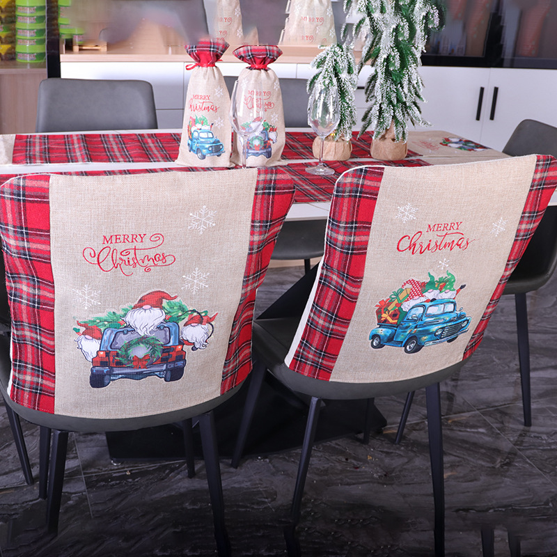 Christmas Decoration Supplies Christmas Table and Chair Cover Santa Claus Chair Cover Christmas Blue Truck Chair Cover