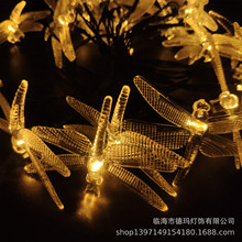 厂家销售4.85米 20LED灯太阳能硬蜻蜓圣诞灯串仿真蜻蜓
