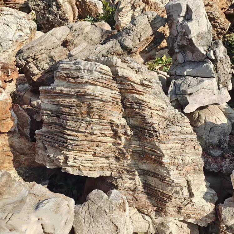 产地直发龟纹石假山园林设计 泰山石庭院式假山置景 景观石批发