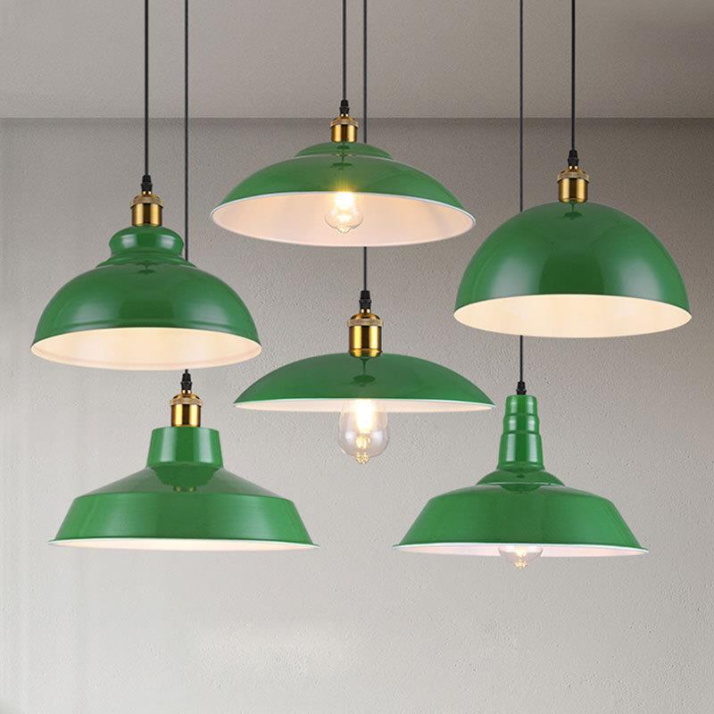 Retro Industrial Style Green Lampshade Hot Pot Restaurant Barbecue Tea Restaurant Restaurant Fast Food Restaurant Modern Minimalist Commercial Chandelier