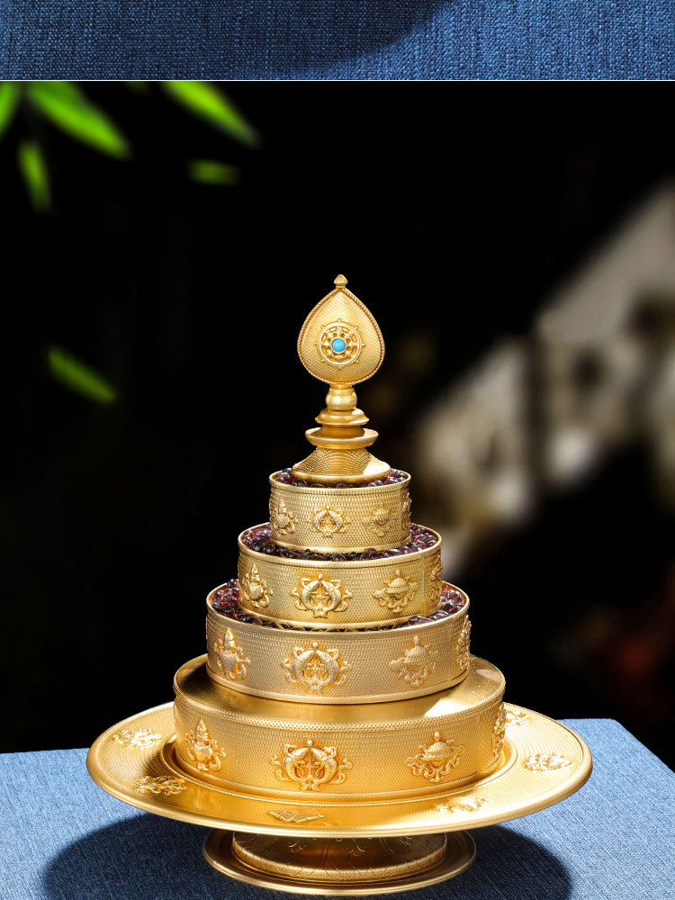 纯铜曼扎盘八吉祥曼达盘修供曼茶罗佛学院小号曼扎修盘全套