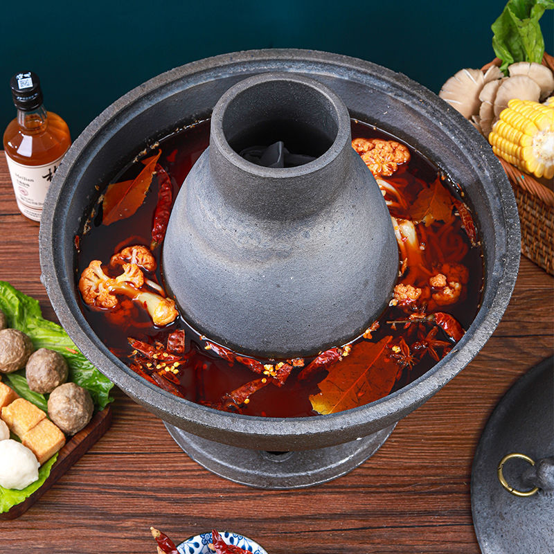 平定砂锅手工老式木炭火锅炉炖锅耐高温老北京涮羊肉碳火锅土暖锅