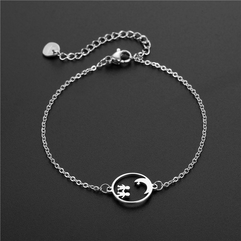 Women's Couple Bracelet New Korean Style Simple Boys and Girls Hand in Hand Stainless Steel Bracelet Couples Bracelet Wholesale