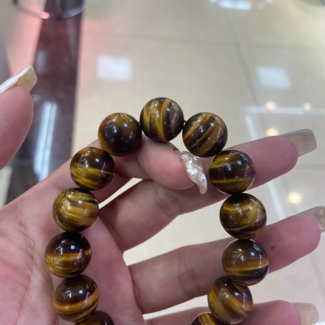 7a天然虎眼石手链男士虎睛石20mm黄虎眼金虎眼女双猫眼特价优惠
