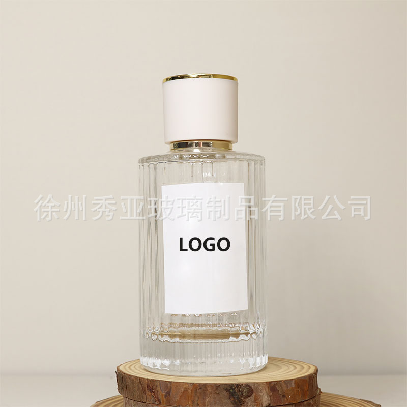 厂家批发现货100ml螺口竖条纹透明玻璃香水分装瓶高端香水包装瓶