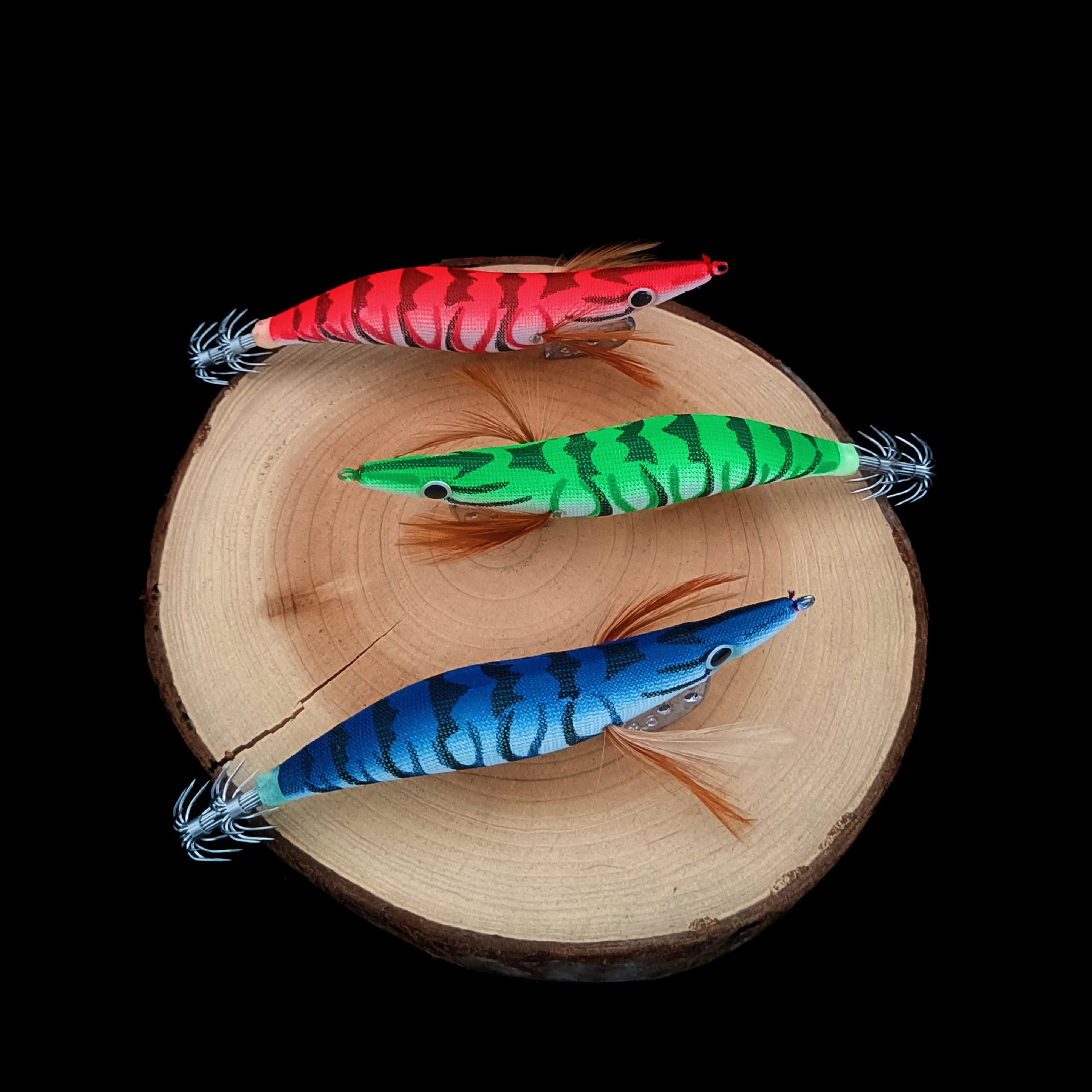 Multi-Specification Luminous Wood Shrimp Squid Hook Luminous Wood Shrimp Bionic Shrimp Flat Part of Knife Shrimp Lotus Pattern Luminous Wood Shrimp