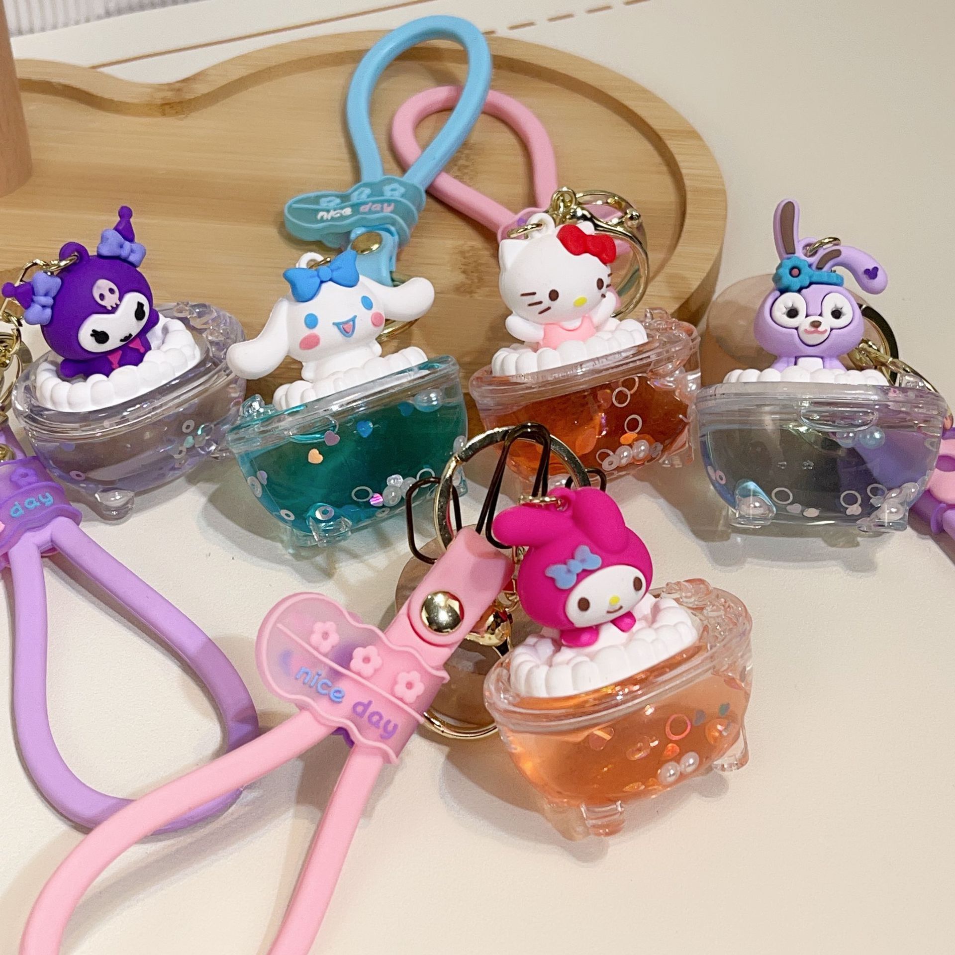 Oil Cinnamoroll Babycinnamoroll Quicksand Floating Doll Small Ornaments Acrylic Key Chain Keychain Clow M Pendant Wholesale