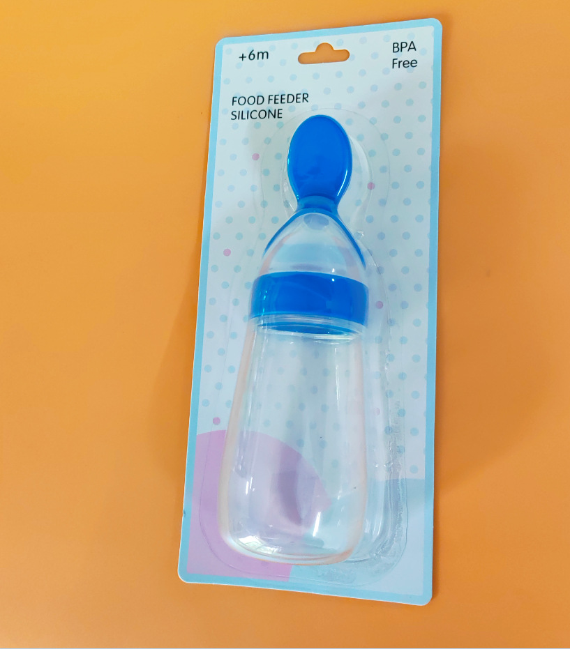 English Paper Card Pack Baby Flat Rice Paste Bottle Baby Rice Cereal Shop Tableware Baby Spoon Large Capacity Rice Cereal Bottle