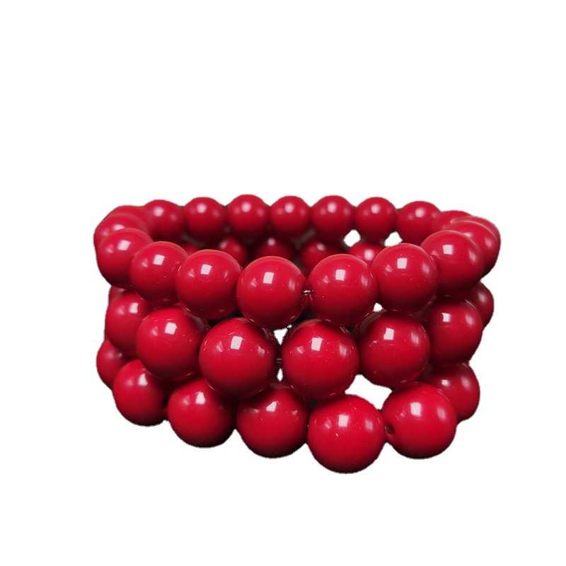 Factory Wholesale Imitation Cinnabar Red Bracelet Birth Year Buddha Beads Red Rosary Bracelet Men and Women Small Gifts