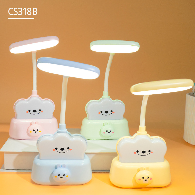 LED Eye Protection Desk Lamp Children's Reading Learning Cartoon Small Night Lamp Charging Bedside Lamp Cute Creative Desktop Decoration