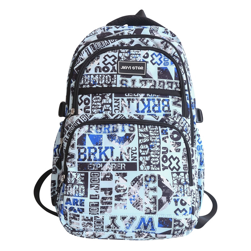 Backpack Men's and Women's New Large Capacity Graffiti Trendy Sports Leisure Couple Backpack Early High School Student Schoolbag