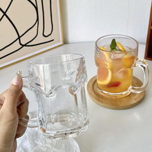 大容量玻璃水果茶杯带把莫吉夏季果汁家用饮料喝水普通玻璃中黄民