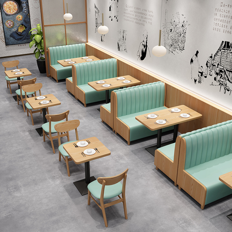 西餐厅烤肉店靠墙卡座小吃店奶茶店面馆中餐厅料理店桌椅组合