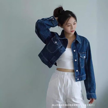 欧美女装牛仔夹克denim jacket新款时尚女装显瘦气质短牛仔外套