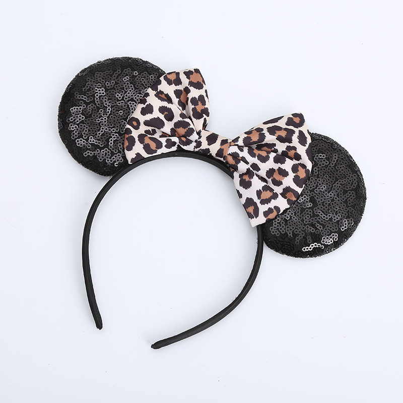 Sequin Bow Headband European and American Mickey Ear Headband Cute Cartoon Minnie Hair Band Hair Ring