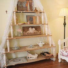美式复古欧式法式实木装饰花架白色做旧书架落地置物架子花卉家具