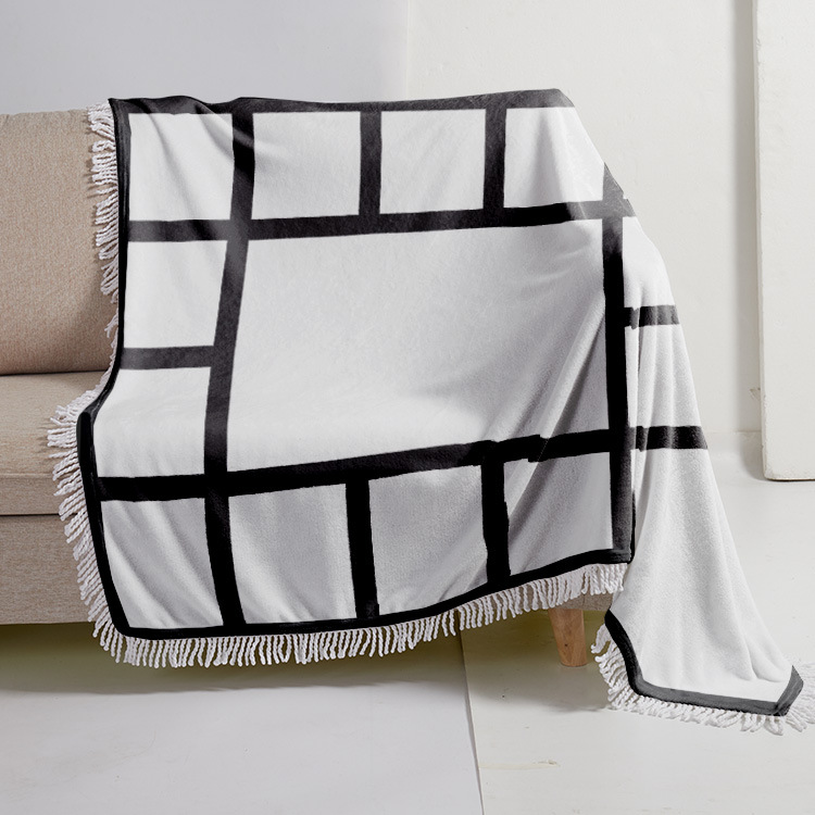 Single-Sided 3d Printing Double-Sided Flannel Blanket Black and White Nine Palace Warm Nap Blanket [Thermal Transfer Material]]