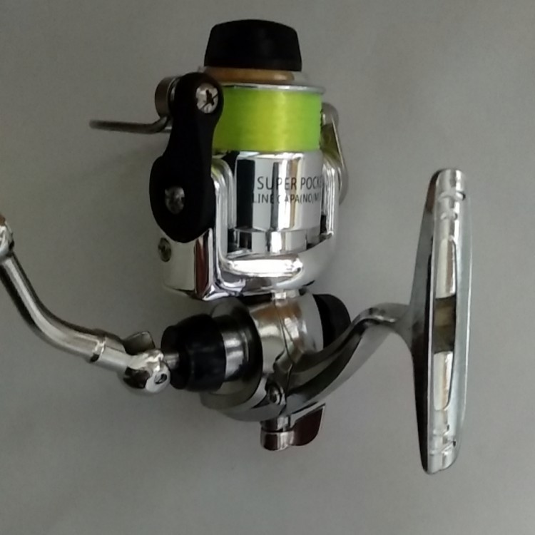 钓鱼竿轮子手摇迷你100型金属主体小纺车轮钢笔竿用鱼线轮渔摇轮