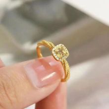 小方糖黄钻戒指女小众设计高级感不掉色开口可调节气质食指戒指环