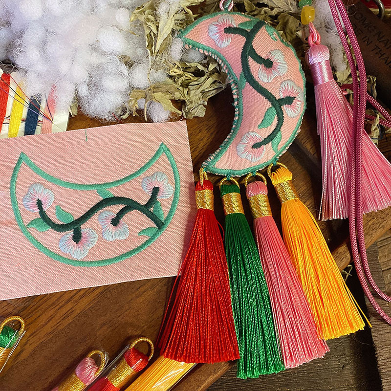 梵椿香包刺绣古风月亮香囊粉月梅花香包手作diy材料包艾草香包