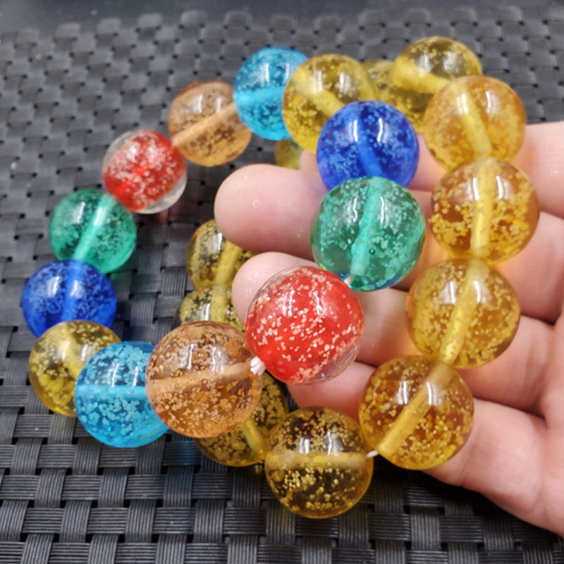 饰品手链人造夜光石圆珠手链20毫米五彩圆珠手链大号手链饰品手串