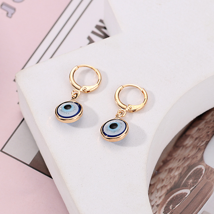 Europe and America Cross Border Multi-Color Copper Edging Devil's Eye Ear Ring Blue Eye Eardrops Earrings Fashion Personality Earrings