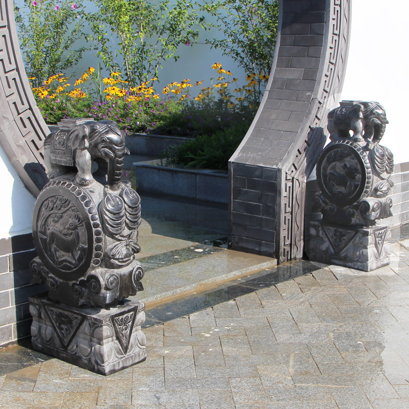 大理石墩青石抱鼓石雕门墩家用门口石材现代中式庭院摆件小象仿古
