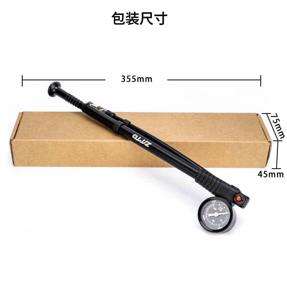 ztto自行车便携式高压 300psi 打气筒山地车前叉后避震器带表气筒