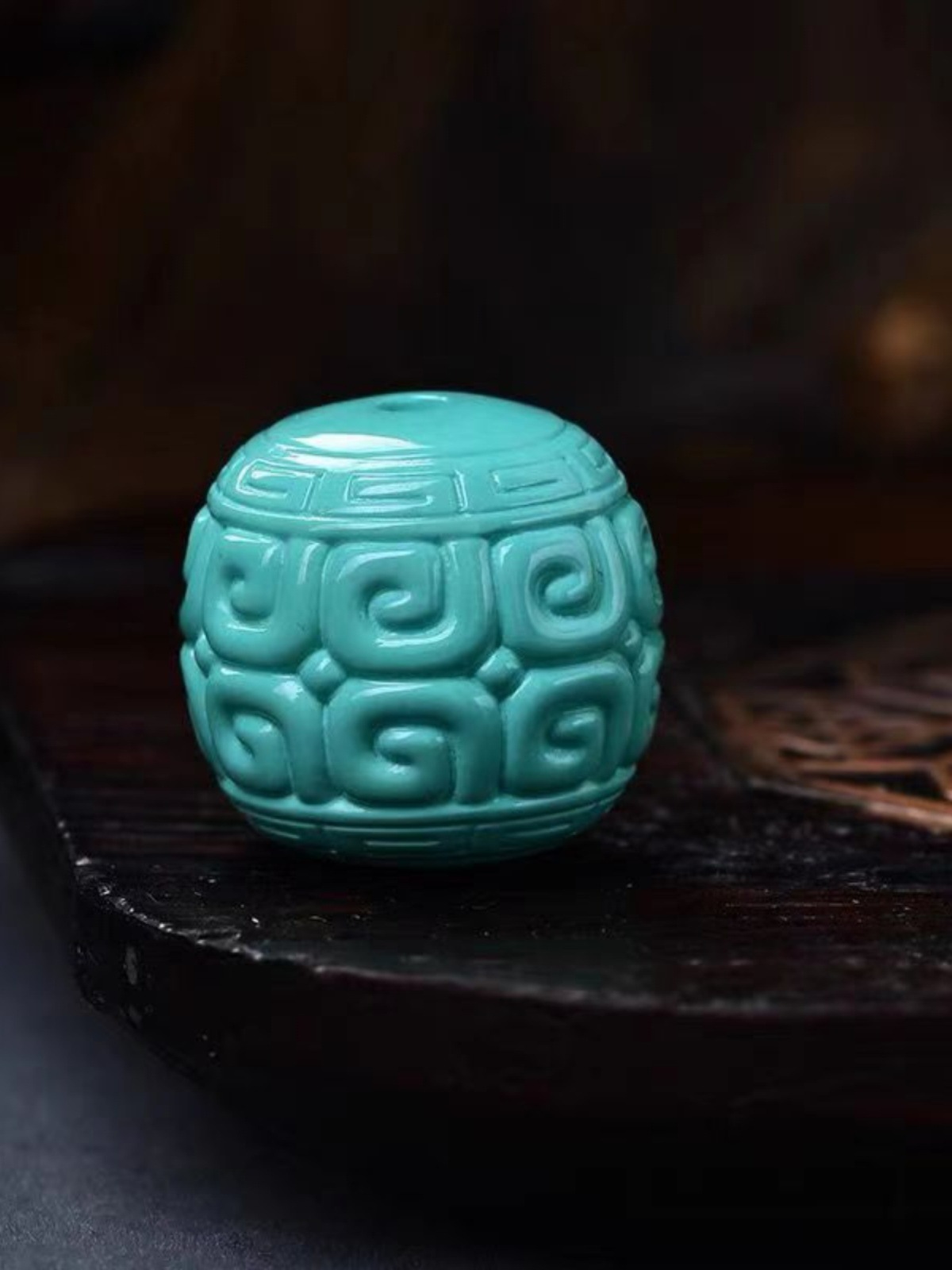 正宗湖北秦古原矿蓝绿松石回纹老型桶珠鼓珠手串配件星月菱镁矿菜