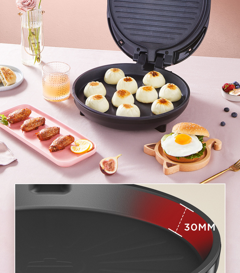midea/美的mc-jh3401电饼铛双面悬浮加热家用煎烤机双面大烤盘