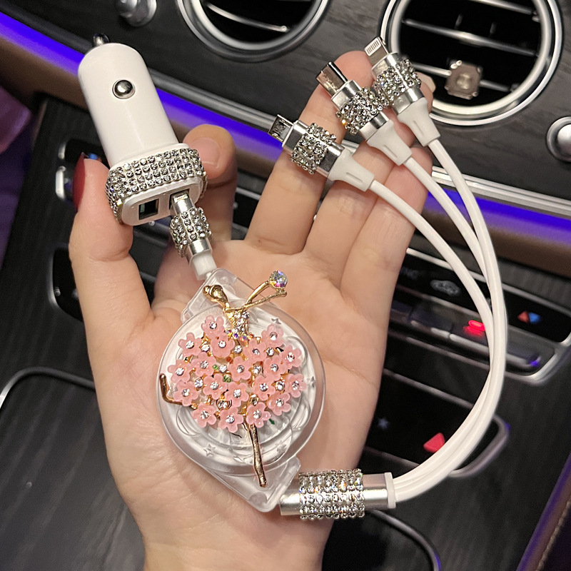 车载充电器手机超级快充点烟器转换插头一拖三车充usb汽车多功能