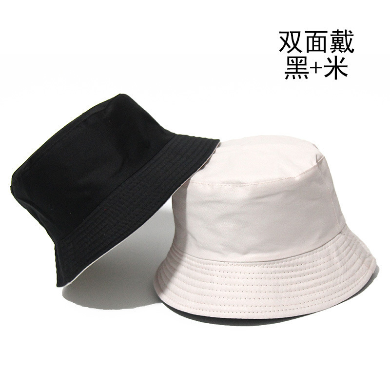 Bucket Hat Women's Fashion Flat Top Sun Hat Double-Sided Sun Protection Hat Children's Parent-Child Hat Advertising Hat Printable Logo