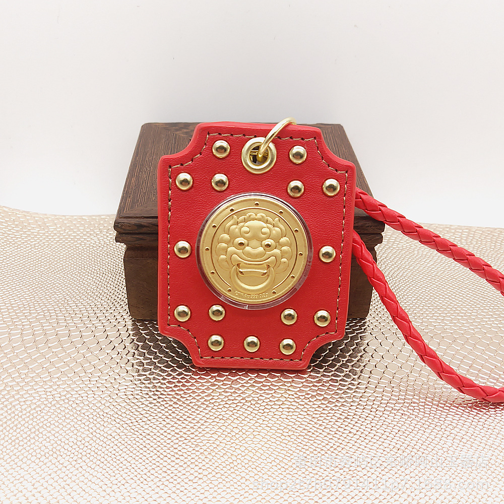 周家同款足金厚款门面担当挂饰故宫门钉狮子头挂件喜狮开运钥匙扣