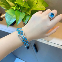 小红书推荐网红同款高定珠宝高碳钻仿瑞士蓝托帕石手链媲美海蓝宝