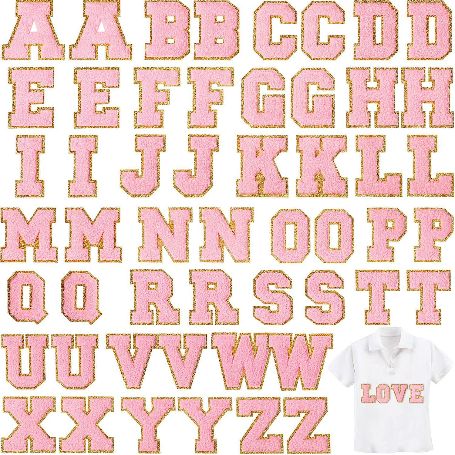 啸天刺绣布贴英文字母补丁贴衣服章仔绣花标毛巾绣粉色数字刺绣贴