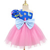 Foreign trade New products girl One shoulder printing Mosaic Dress bow Jacobs Pompous skirt Children costume