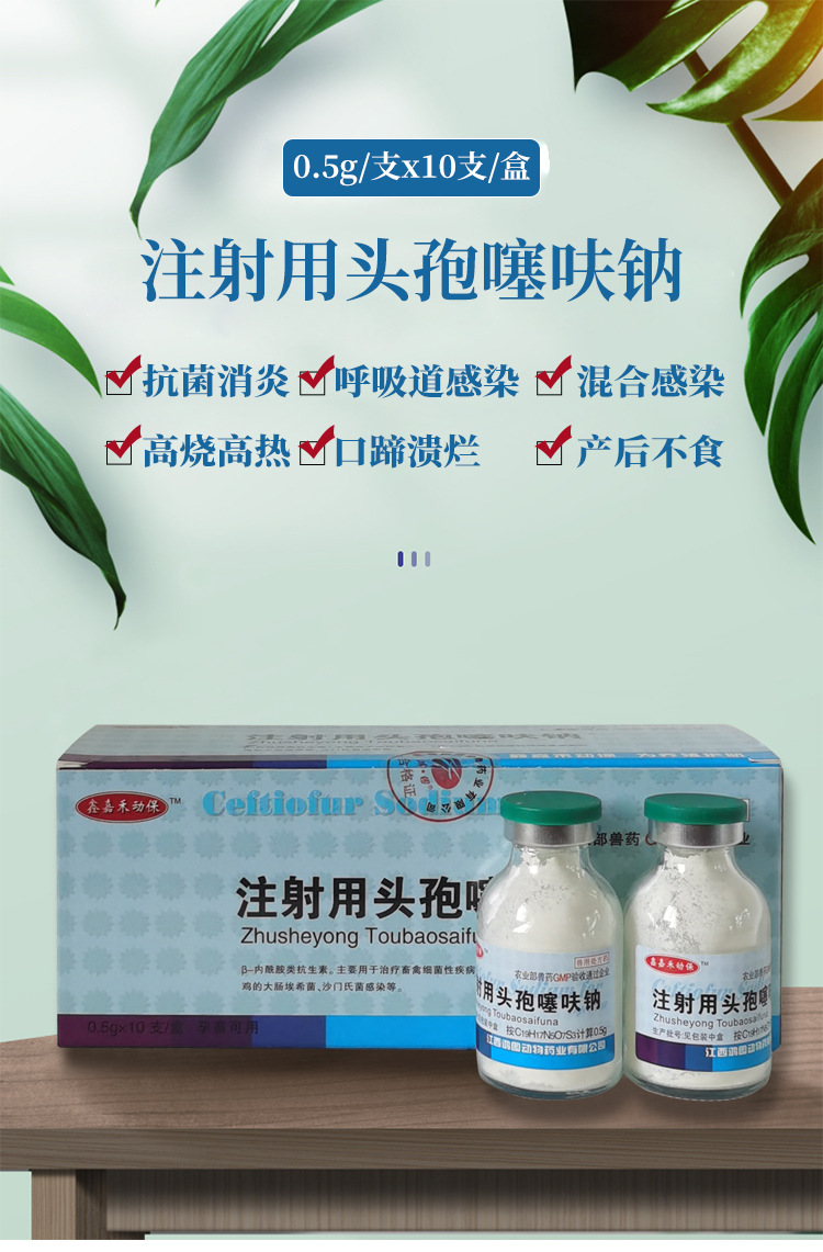 兽用注射用头孢噻呋钠兽药猪牛羊用退烧消炎母猪产前产后退烧