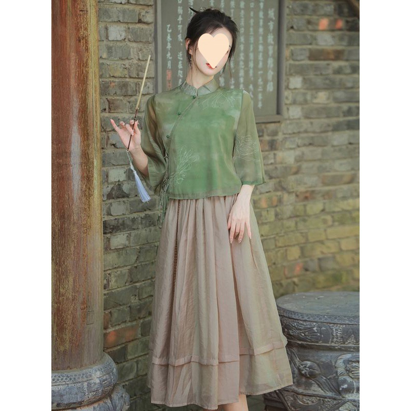 New Chinese Style Hanfu Amoi Chinese Style Vintage Antique Women's Clothing Improved Young Two-Piece Suit Long Skirt Style Female Adult