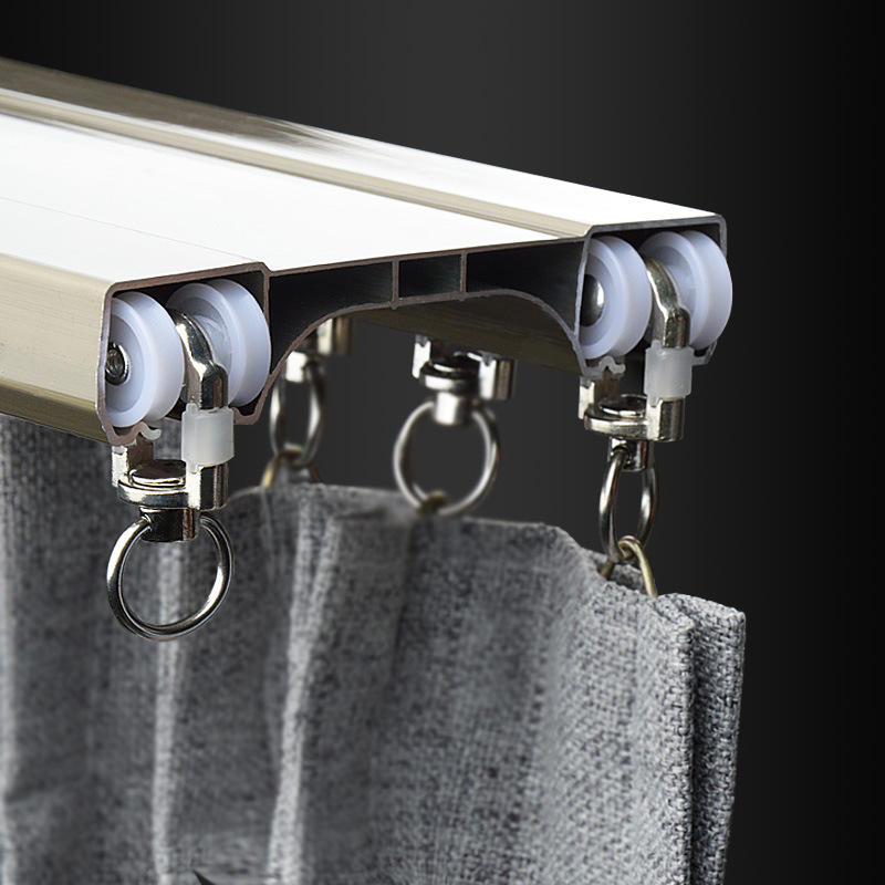 玉诗 双层窗帘轨道 窗帘盒导轨 暗轨窗帘轨道 客厅轨道窗铝合金