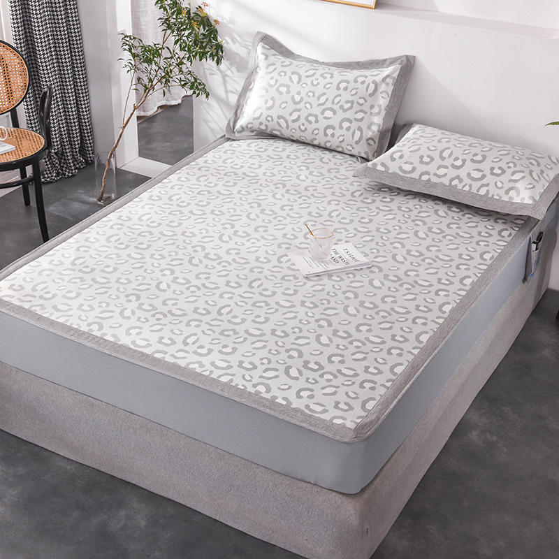 夏季凉席冰丝席1200d床笠款提花1.8米可水洗机洗冰丝床单空调席子