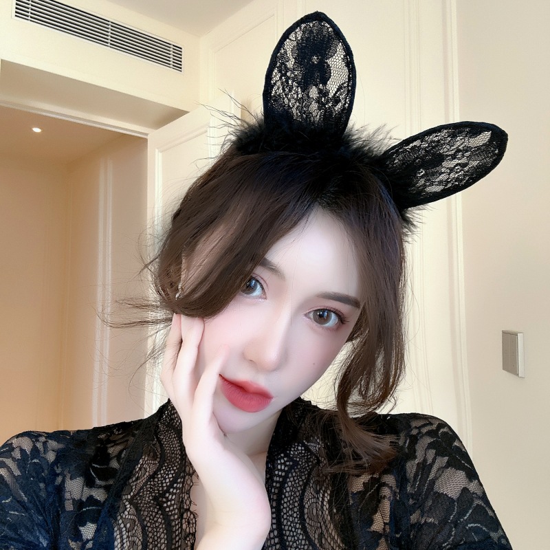长夜漫漫可爱蕾丝猫耳朵发箍女网红头箍性感兔耳cos化妆发饰4099